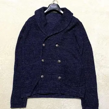 [ 새상품급 ] 꼼사맨 숄카라 니트 가디건 자켓 네이비 은색 버튼 M