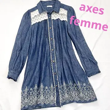 axes femme 데님 셔츠 미니 원피스