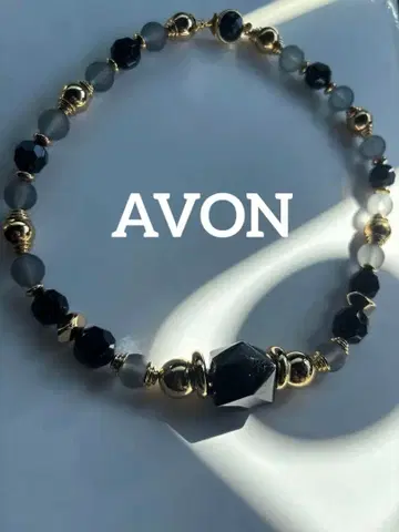 빈티지 AVON 블랙과 금의 기하학 목걸이