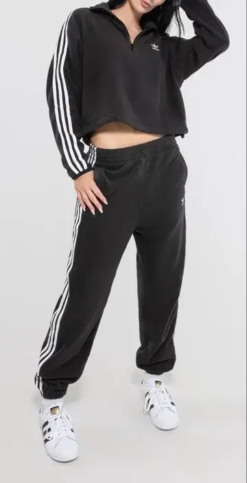 [ 선착순 ] adidas 블랙 아디컬러 플리스 셋업