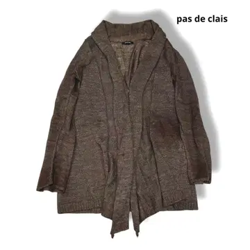 pas de clais 롱 가디건 38 브라운 울 린넨