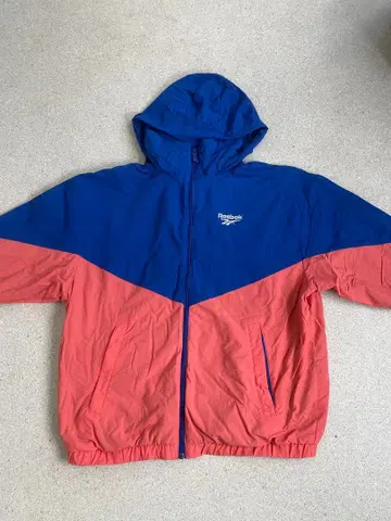 리복 자수 나일론 자켓 블루/오렌지 크롭