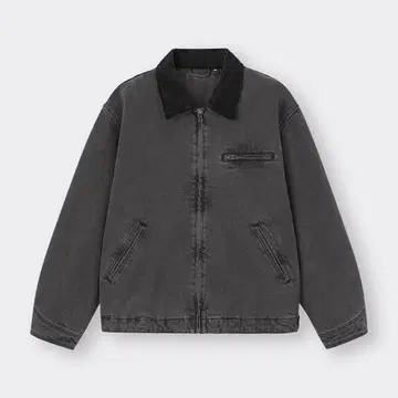 [ GU ] 워시드 코튼 워크 자켓 다크 그레이 S