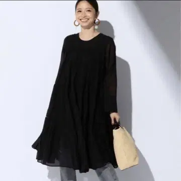 새상품급 누키테파 티어드 원피스 하늘하늘 개더 블랙