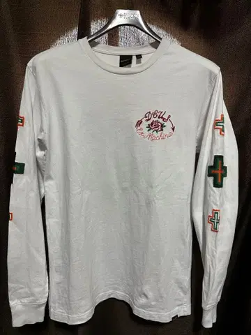 DEUS 자수 로고 긴팔 티셔츠 S 화이트