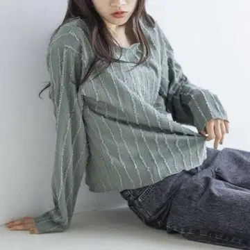 로리즈팜 자카드 프린지 LS 티셔츠 새상품