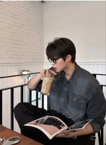 LMN 러브 세미 오버 버튼 데님 셔츠