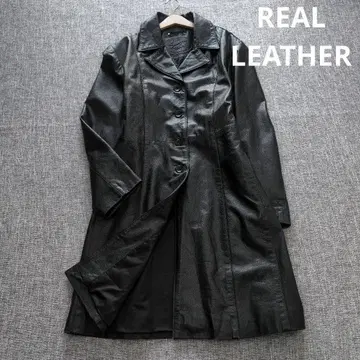 여성용 리얼 가죽 롱 코트 천연 가죽 롱 기장 빅 사이즈