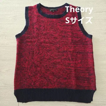 Theory 니트 베스트 S 사이즈 레드 네이비