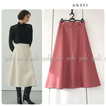 [ 택 포함 새상품 ] ANAYI 브라이트 트윌 벨트 모티브 스커트
