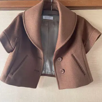 브라운 숏 자켓 캐시미어 혼방