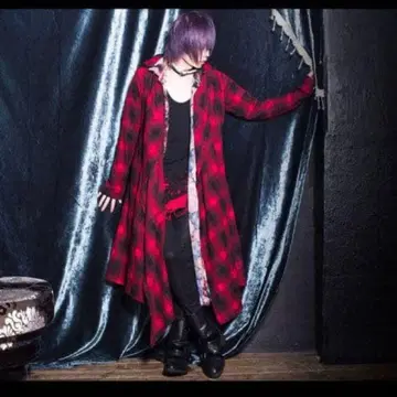 CIVARIZE 후드 부착 롱 체크 가운 가디건 44 레드