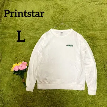 [프린트스타] 맨투맨 L 화이트 백프린트 코튼 100%