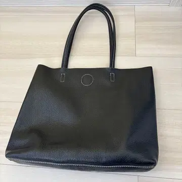 천연 가죽 토트백 네이비