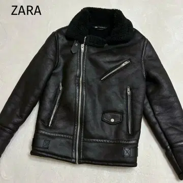 컨디션 최상 자라 ZARA 페이크 무스탕 보아 라이더 자켓 블랙 M