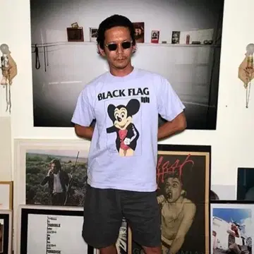 BLACK FLAG 미키 L 사이즈 노무라 쿤이치 T셔츠 화이트