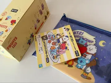 BT21 juicy FRUITS 봉제 인형 키링 세트 파우치 포함