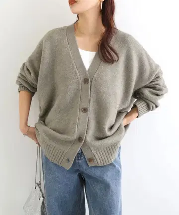 V넥 가디건 그레이
