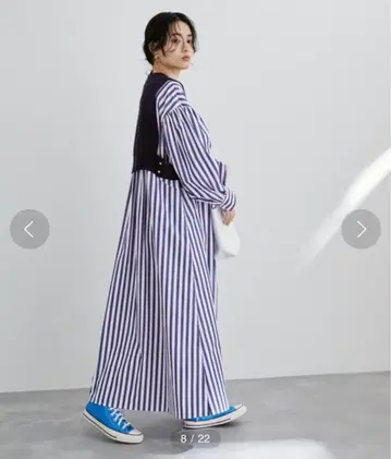 네이비 스트라이프 원피스