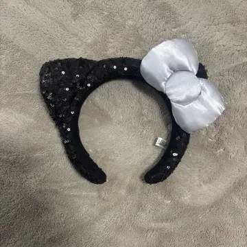 고양이 귀 머리띠 실버 리본 포함