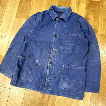 빈티지 프렌치 워크 자켓 페인트 페이드 펜키 보로