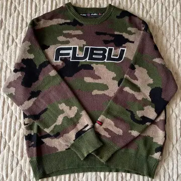 FUBU 카모 패턴 크루넥 니트