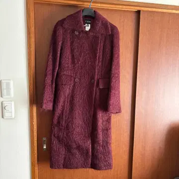 ICB 버건디 샤기 코트