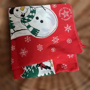 빈티지 80년대 크리스마스 디자인 미국 레어 코튼 반다나 눈사람