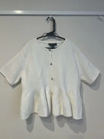 ZARA 화이트 페플럼 니트 자켓 반팔 L 사이즈
