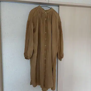 So: 브라운 롱 원피스 린넨 100% 원피스