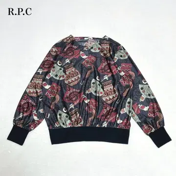 90s 헨리넥 티셔츠 올 패턴 레트로 개성파 구제 의류 성숙/러블리 레어