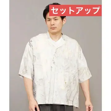 Zara 셋업 마블 반팔 셔츠 숏팬츠 대리석 화이트