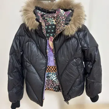 가격 인하 츠모리치사토 리버서블 후드 부착 블랙 다운 자켓