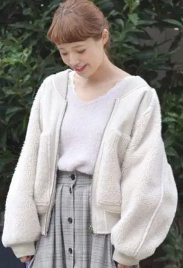 w closet 페이크 무스탕 리버서블 블루종