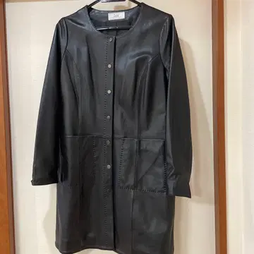 젤랄 블랙 가죽 롱 자켓
