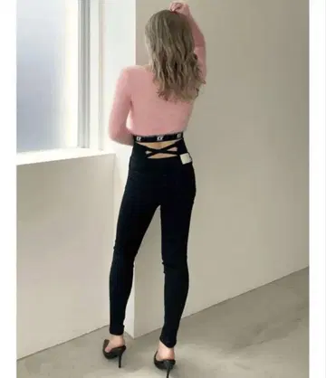 GYDA 하이웨스트 크로스 스키니 데님 S