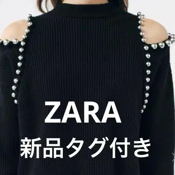 택 포함 새상품 ZARA 메탈 볼 니트 스웨터 S 블랙