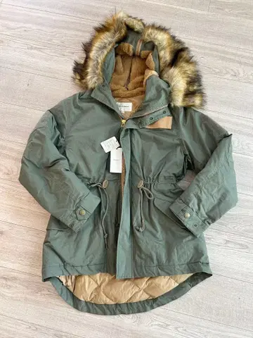 moussy 올리브 그린 퍼 후드 모즈 코트