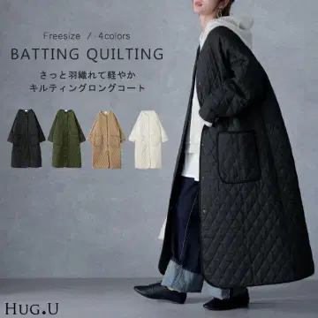 HUG.U 퀼팅 롱 코트 블랙