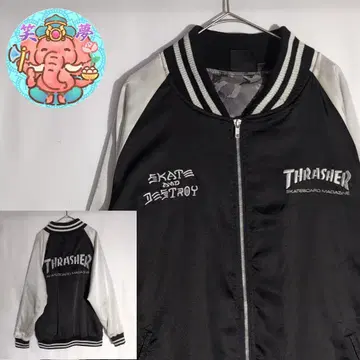 스카잔 트레셔 바이컬러 화이트 x 블랙 자수 로고 L 사이즈