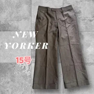 NEW YORKER 브라운 스트라이프 팬츠 15호 빅 사이즈