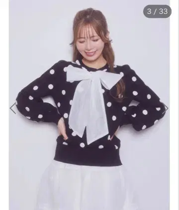 Areeam 오간자 포함 도트 니트 풀오버