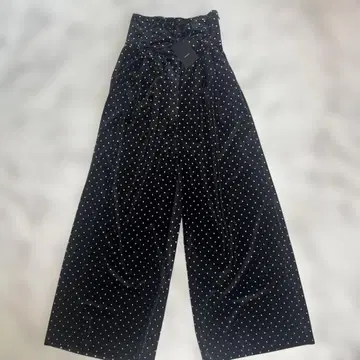 EMODA 블랙 도트 벨벳 와이드 팬츠 S