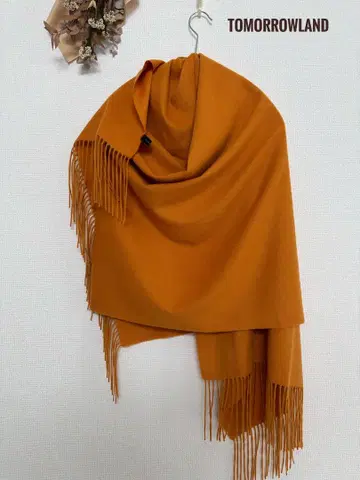 새상품급 TOMORROWLAND 울 스톨 대형 오렌지 산황색