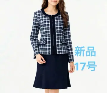새상품 본맥스 노카라 체크 자켓 네이비 x 블루 17호