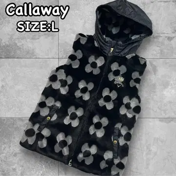 [새상품급] 캘러웨이 후드 부착 보아 베스트 꽃무늬 골프웨어 지퍼