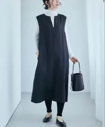 나카가와 마사시치 상점 린넨 원피스 흑먹색