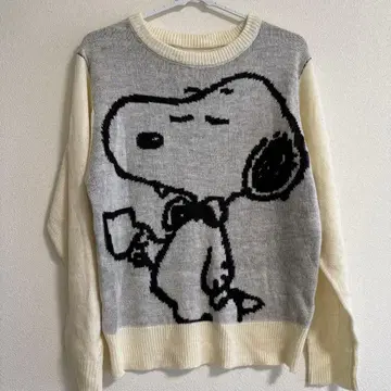 스누피 니트 스웨터 긴팔 아이보리