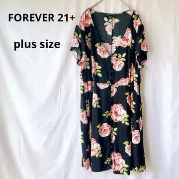 FOREVER 21+ 꽃무늬 반팔 원피스 US3X 사이즈 플러스 사이즈