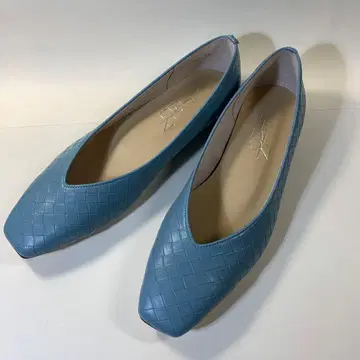 파란색 뜨개질 플랫슈즈 25cm